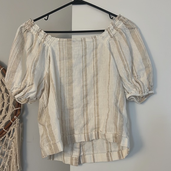 Madewell Linen-Blend Square-Neck Button-Front Top: Undyed Edition - Picture 3 of 5